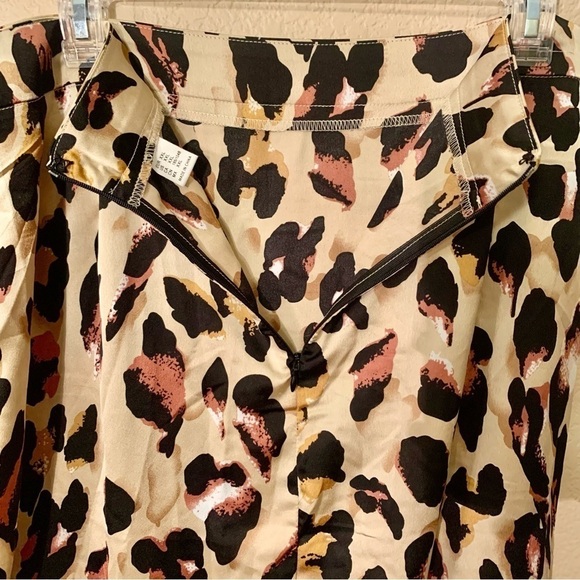 Sale! NEW Midi Skirt XXL Gold Satin Animal Print Black Pink White Ruffle BackZip - Picture 5 of 13